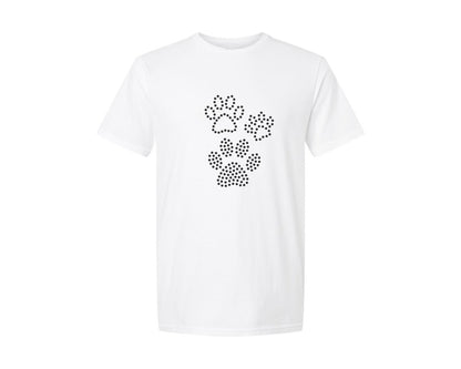 brand:Generic|color:White|rhinestone-template-design-dog-tracks-graphic-t-shirt