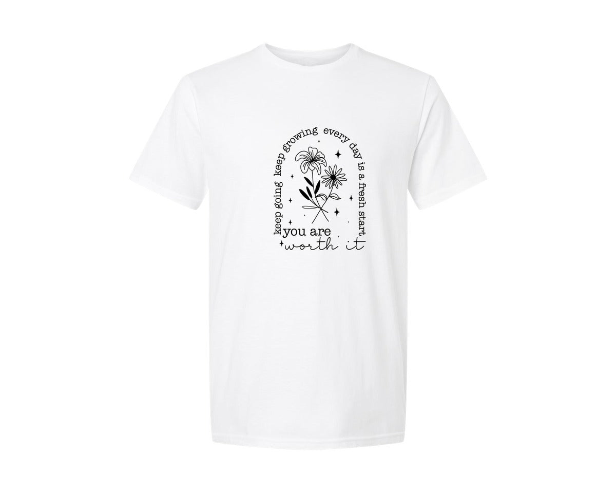 brand:Generic|color:White|motivational-wildflower-boho-graphic-t-shirt