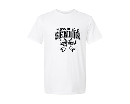 brand:Generic|color:White|senior-class-of-2026-coquette-pink-bow-graphic-t-shirt