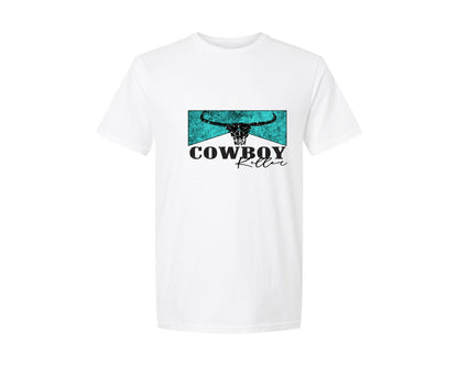 brand:Generic|color:White|distressed-cowboy-killer-graphic-t-shirt