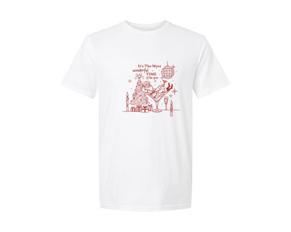 brand:Generic|color:White|funny-christmas-martini-glass-santa-graphic-t-shirt