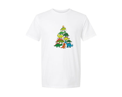 brand:Generic|color:White|christmas-dinosaur-t-rex-tree-xmas-graphic-t-shirt