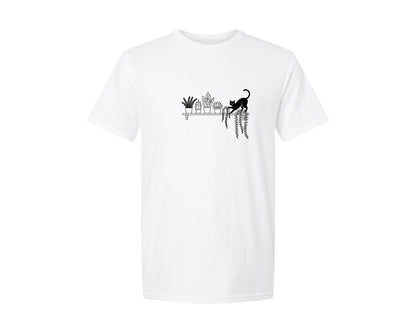 brand:Generic|color:White|plants-and-a-cat-shelf-shirt-graphic-t-shirt