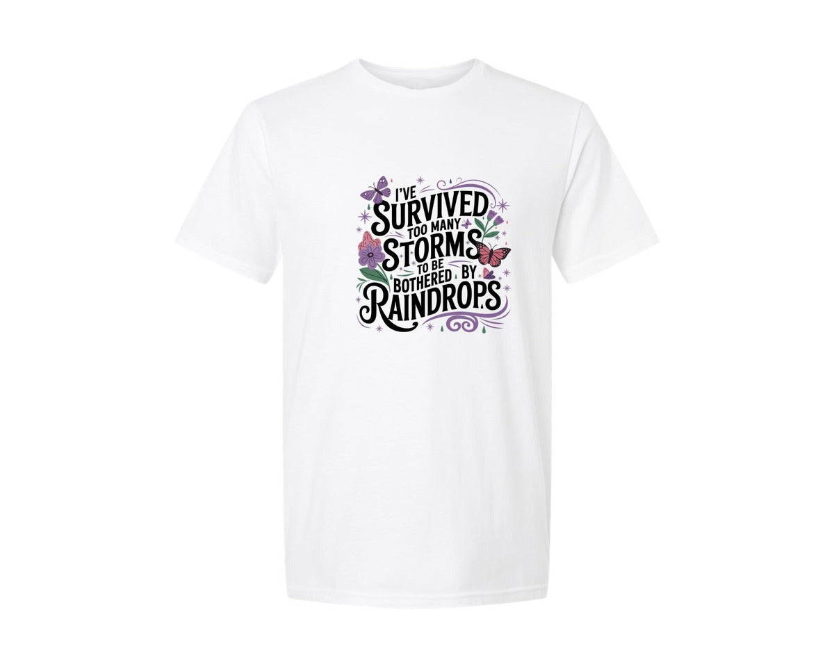 brand:Generic|color:White|survived-storms-inspirational-2-graphic-t-shirt