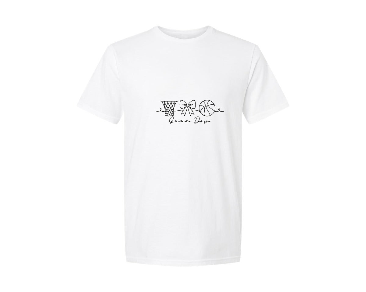 brand:Generic|color:White|coquette-game-day-basketball-graphic-t-shirt