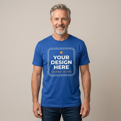 Custom Gildan Softstyle 64000 t-shirt in Royal with your design printed on the chest - InkDyno