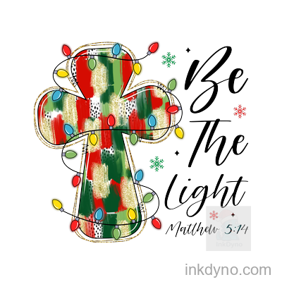 Glitter Christmas Jesus Cross PNG, Be The Light PNG