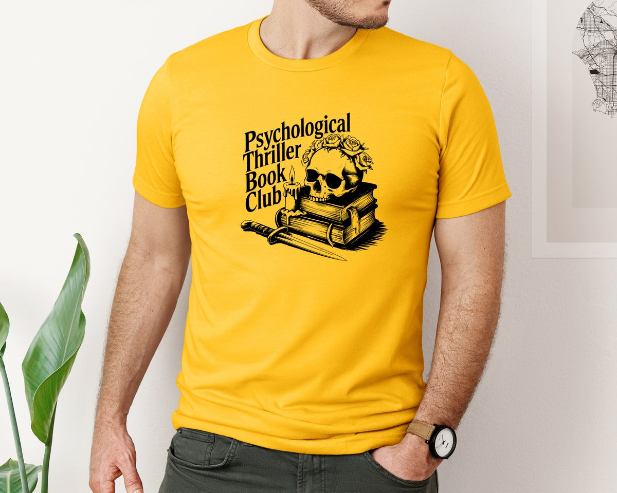 brand:Bella Canvas|color:Gold|Psychological Thriller Book Club T S Graphic T-Shirt