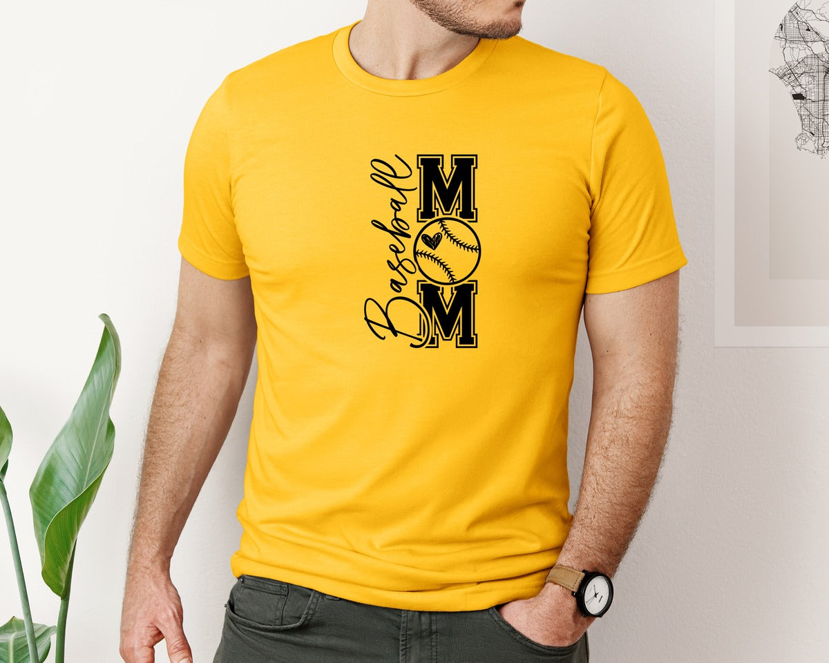brand:Bella Canvas|color:Gold|Baseball Mom Baseball Mom 2 Graphic T-Shirt