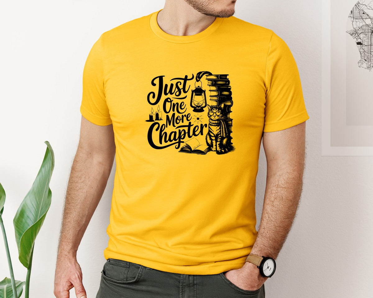 brand:Bella Canvas|color:Gold|Just One More Chapter T Shirt Design Graphic T-Shirt