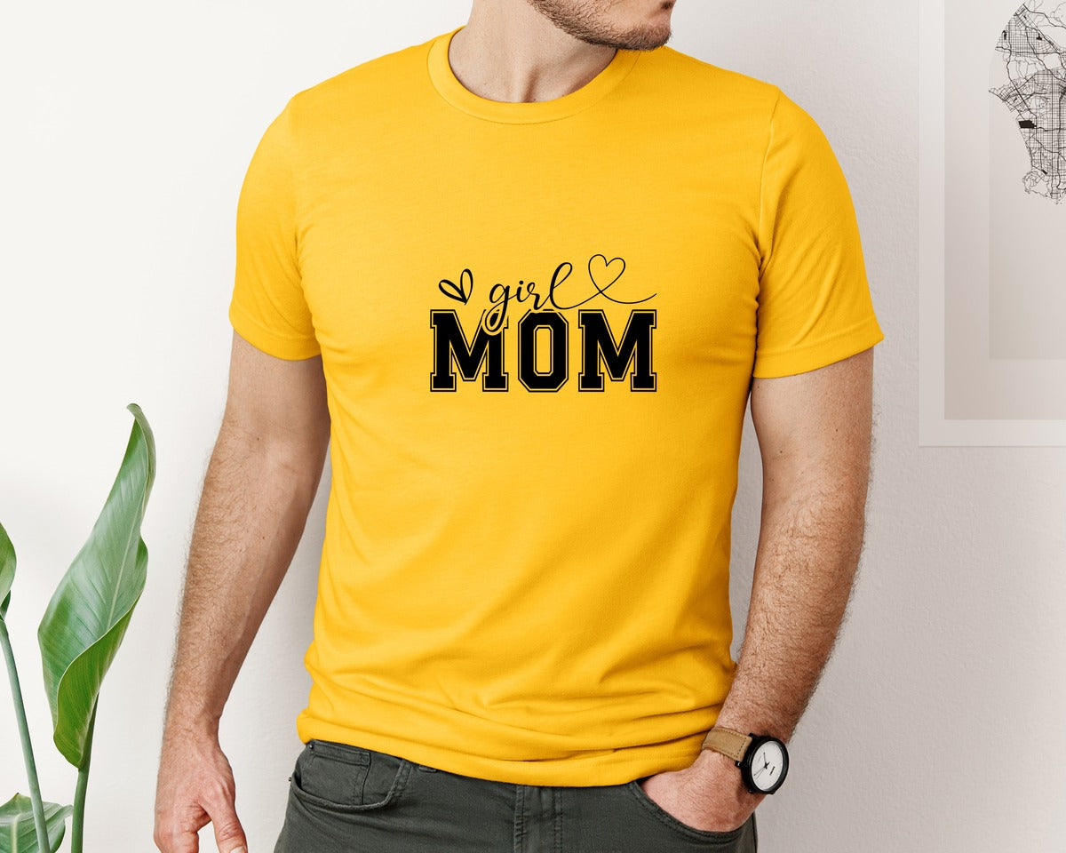 brand:Bella Canvas|color:Gold|Girl Mom Mothers Day Mama Graphic T-Shirt