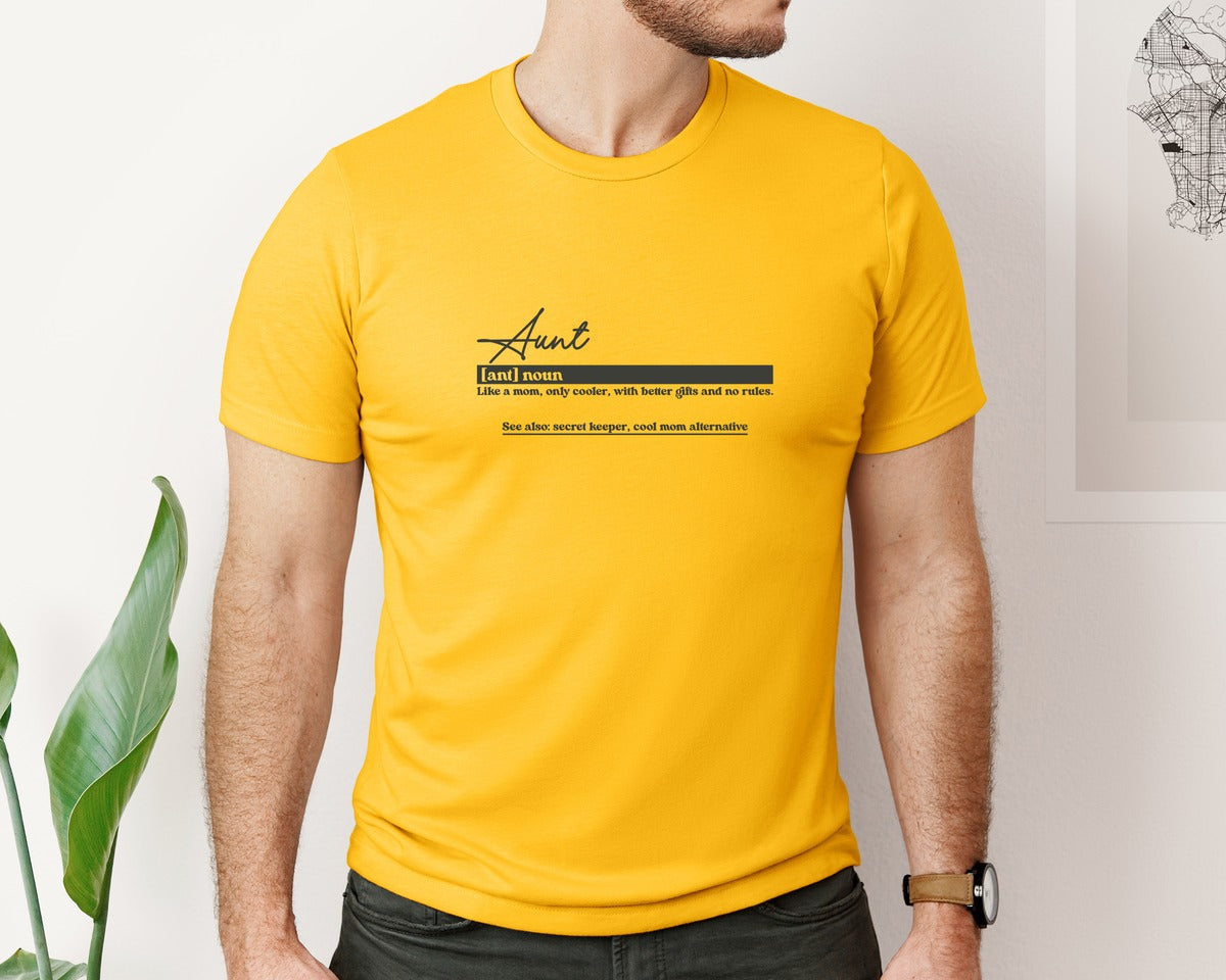 brand:Bella Canvas|color:Gold|Aunt Funny Definition Graphic T-Shirt