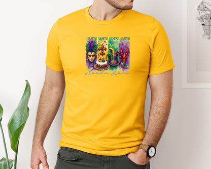 brand:Bella Canvas|color:Gold|Mardi Gras Coquette 2 Graphic T-Shirt