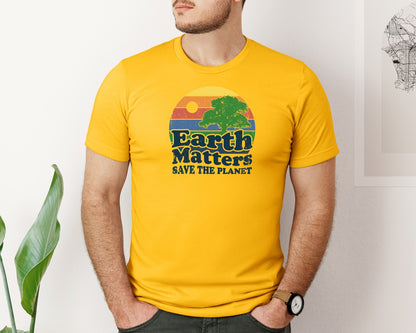 brand:Bella Canvas|color:Gold|Earth Matters Save The Planet T Shirt Graphic T-Shirt