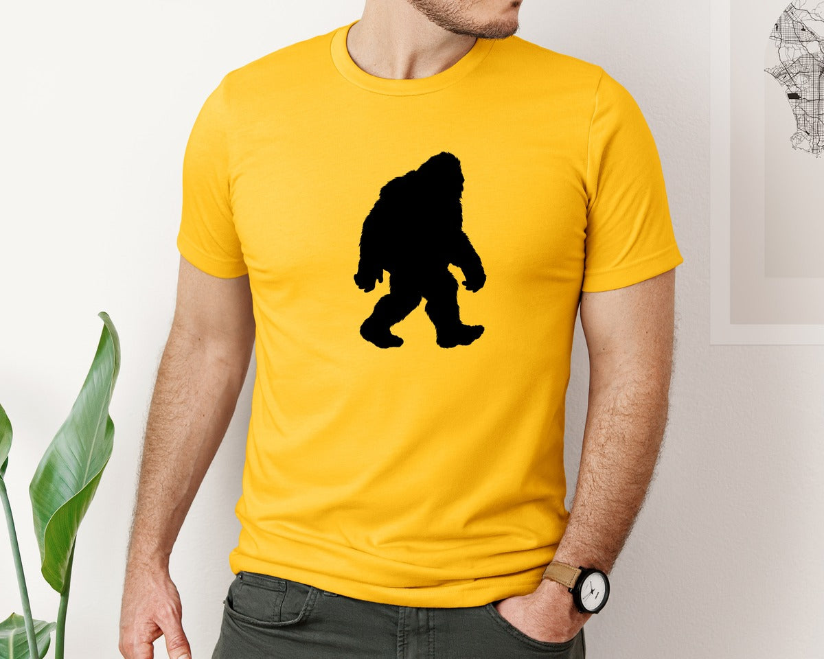 brand:Bella Canvas|color:Gold|Bigfoot Sasquatch Figure Design Graphic T-Shirt