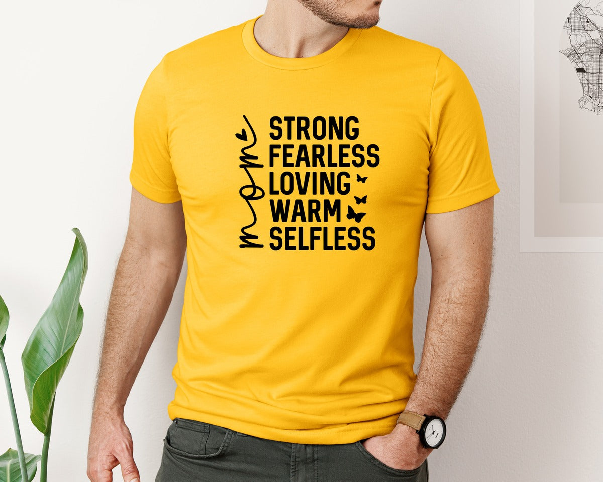 brand:Bella Canvas|color:Gold|Strong Fearless Loving Warm Selfless Graphic T-Shirt