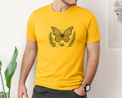brand:Bella Canvas|color:Gold|Butterfly Design Graphic T-Shirt
