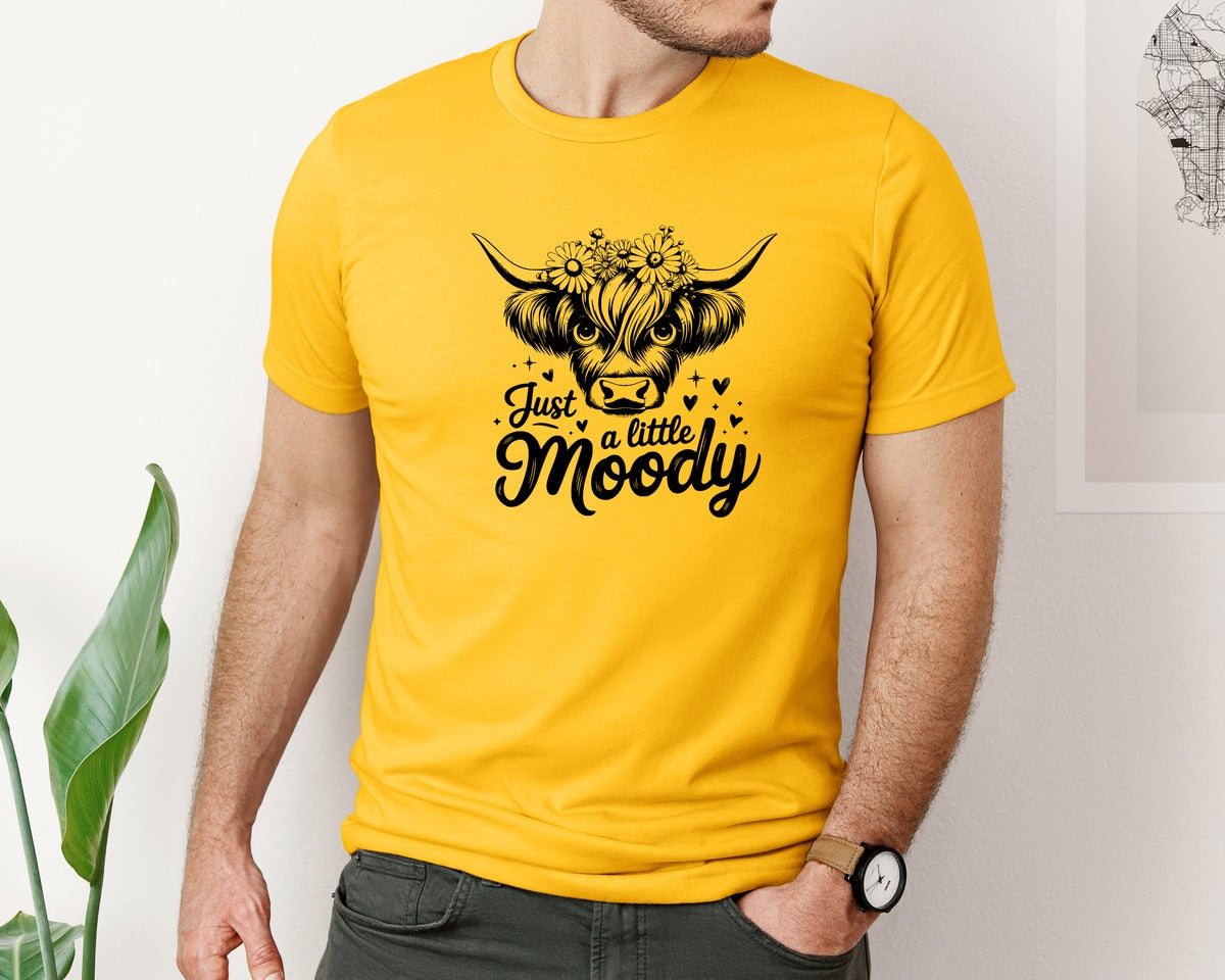 brand:Bella Canvas|color:Gold|Just A Little Moody T Shirt Design Graphic T-Shirt
