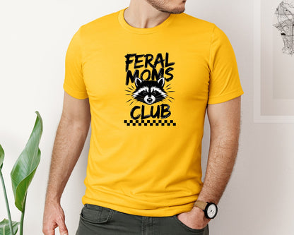 brand:Bella Canvas|color:Gold|Feral Moms Club Mom Life Raccoon Graphic T-Shirt