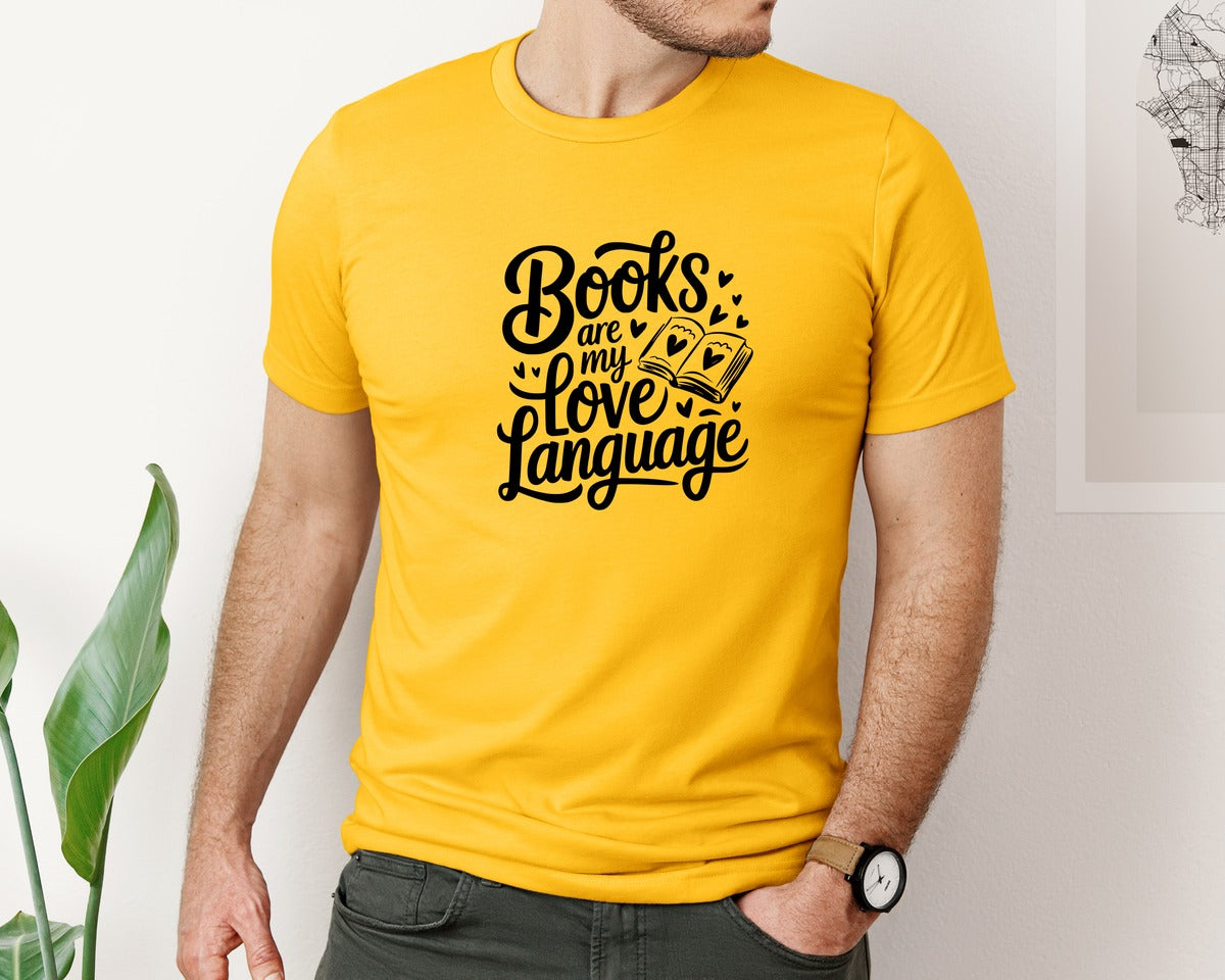 brand:Bella Canvas|color:Gold|Books Are My Love Language T Shirt Desig Graphic T-Shirt