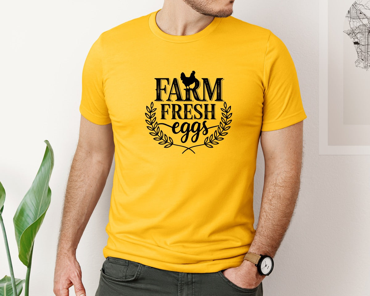 brand:Bella Canvas|color:Gold|Farm Fresh Eggs T Shirt Design Silhouet Graphic T-Shirt