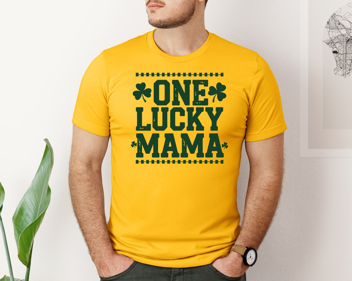 brand:Bella Canvas|color:Gold|One Lucky Mama Design 40 Graphic T-Shirt