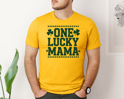 brand:Bella Canvas|color:Gold|One Lucky Mama Design 40 Graphic T-Shirt