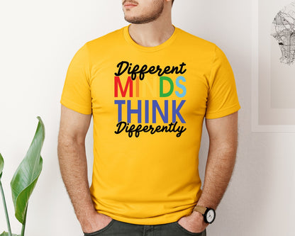 brand:Bella Canvas|color:Gold|Different Minds Autism T Shirt Graphic T-Shirt