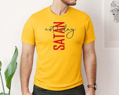 brand:Bella Canvas|color:Gold|Not Today Satan Shirt Design Graphic T-Shirt