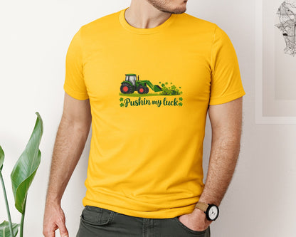 brand:Bella Canvas|color:Gold|Pushin My Luck St Patricks Day 3 Graphic T-Shirt