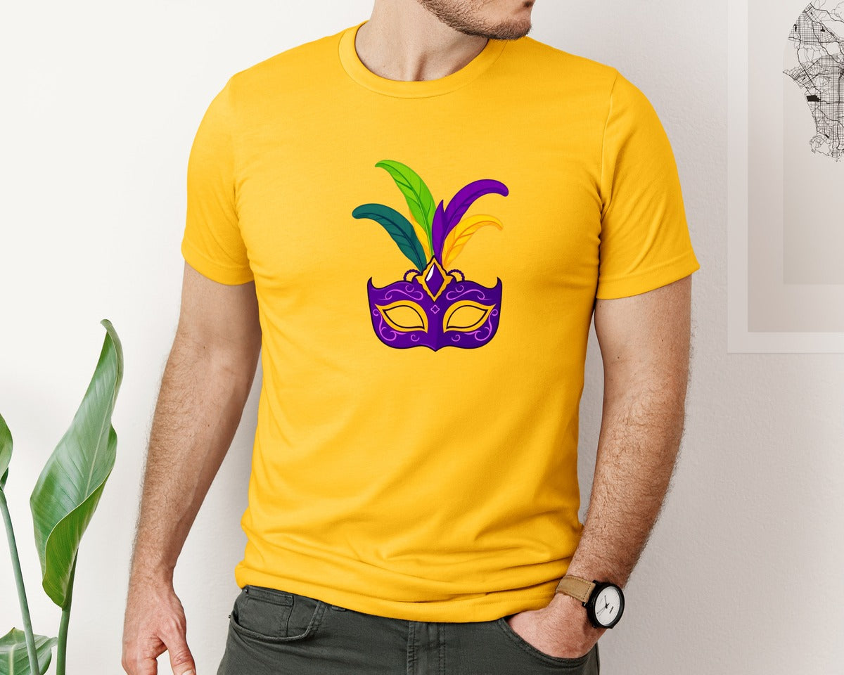 brand:Bella Canvas|color:Gold|Mardi Gras Mask T Shirt Design 4 Graphic T-Shirt