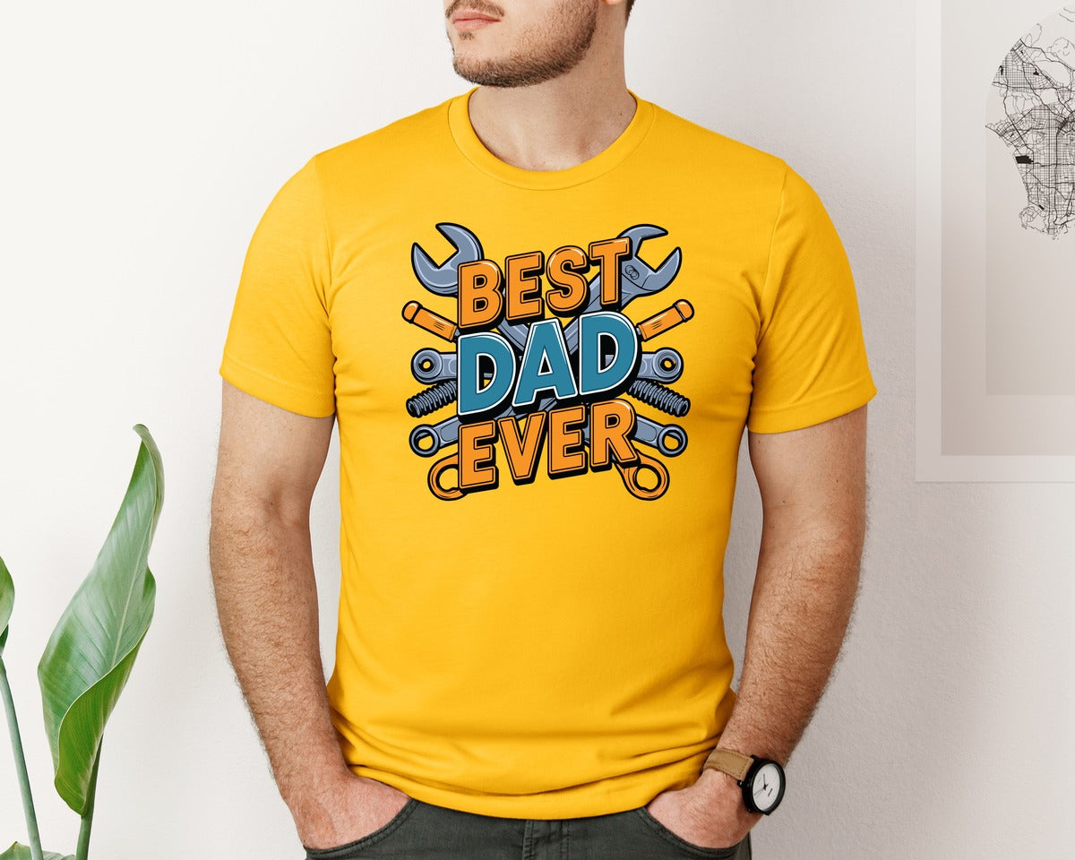 brand:Bella Canvas|color:Gold|Mechanic Dad 3 Graphic T-Shirt