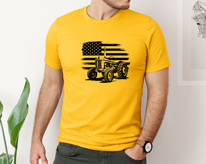 brand:Bella Canvas|color:Gold|Tractor Flag Vector T Shirt Design Graphic T-Shirt