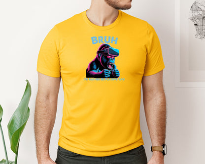 brand:Bella Canvas|color:Gold|Bruh Id Rather Be Playing Tag T Shirt Graphic T-Shirt