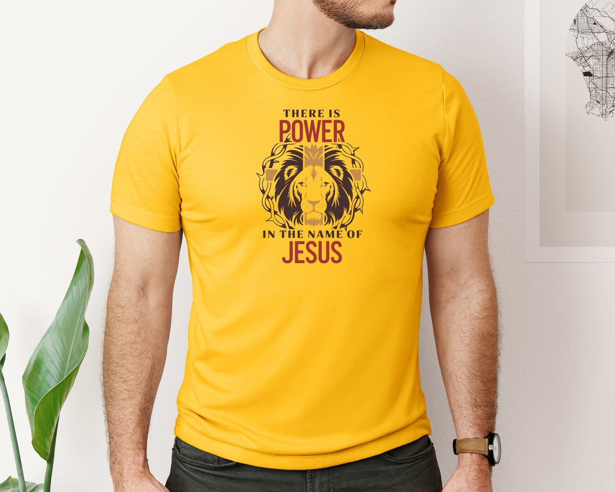 brand:Bella Canvas|color:Gold|There Is Power In The Name Of Jesus 10 Graphic T-Shirt