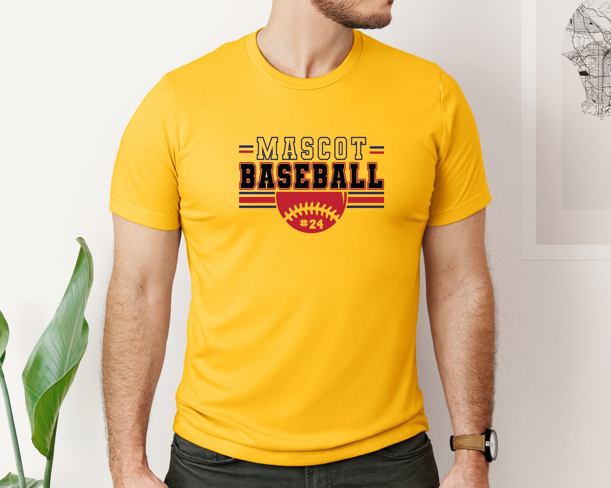 brand:Bella Canvas|color:Gold|Baseball Shirt Baseball Team Graphic T-Shirt