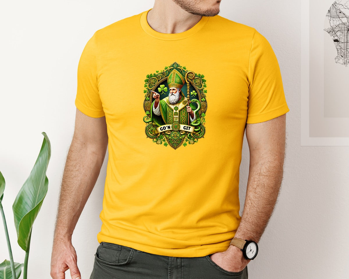 brand:Bella Canvas|color:Gold|St Patricks Day Saint Patrick Graphic T-Shirt