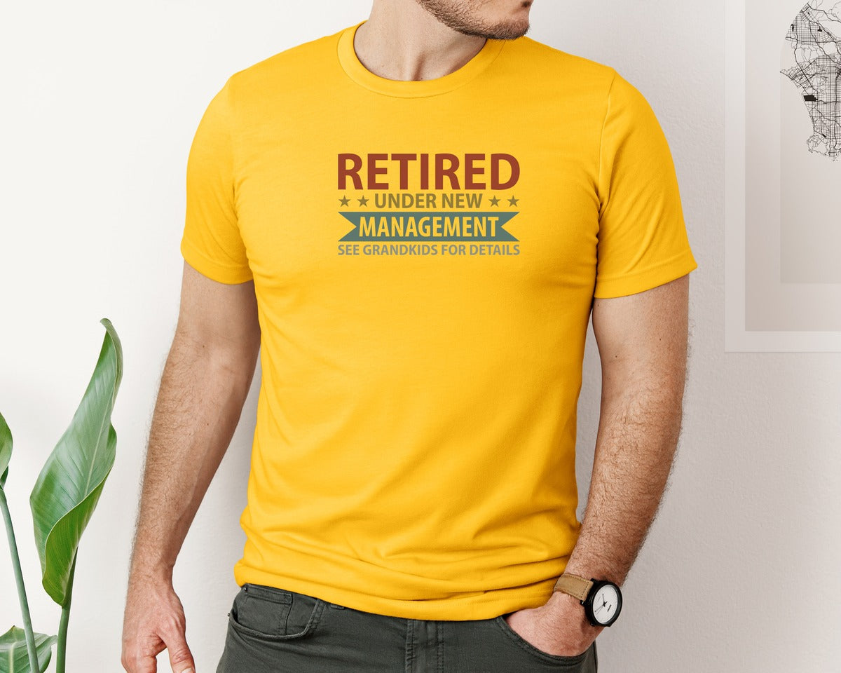 brand:Bella Canvas|color:Gold|Mens Fathers Day Retired Grandpa Shirts Graphic T-Shirt