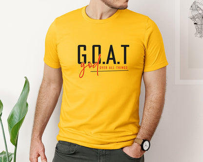 brand:Bella Canvas|color:Gold|God Over All Things Shirt Design Graphic T-Shirt