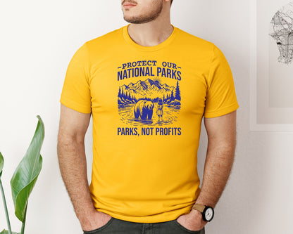 brand:Bella Canvas|color:Gold|Protect Our National Parks Shirt Save Graphic T-Shirt
