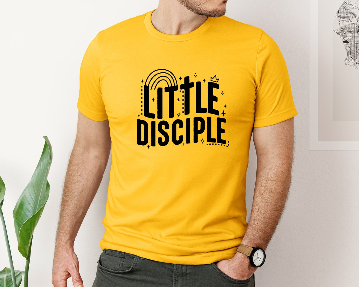 brand:Bella Canvas|color:Gold|Retro Little Disciple Tshirt Kids Graphic T-Shirt