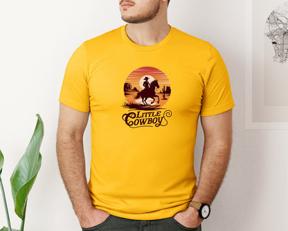 brand:Bella Canvas|color:Gold|Little Cowboy Western Horse Riding 3 Graphic T-Shirt