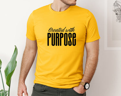 brand:Bella Canvas|color:Gold|Created With Purpose Sleeve Design Graphic T-Shirt