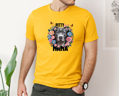 brand:Bella Canvas|color:Gold|Pitty Mama Cute Pitbull Dog 3 Graphic T-Shirt
