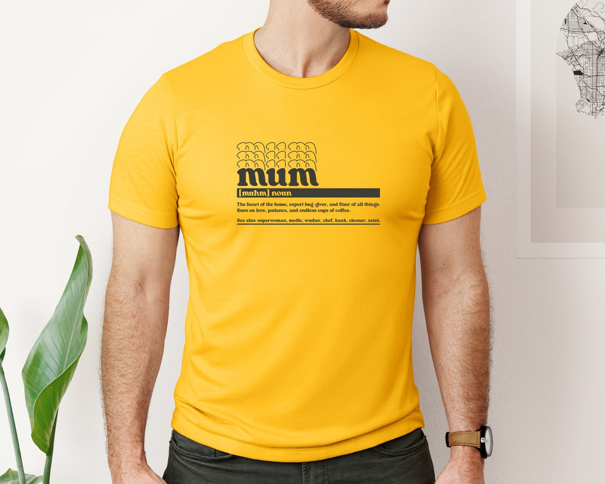 brand:Bella Canvas|color:Gold|Mother Mum Funny Definition Graphic T-Shirt