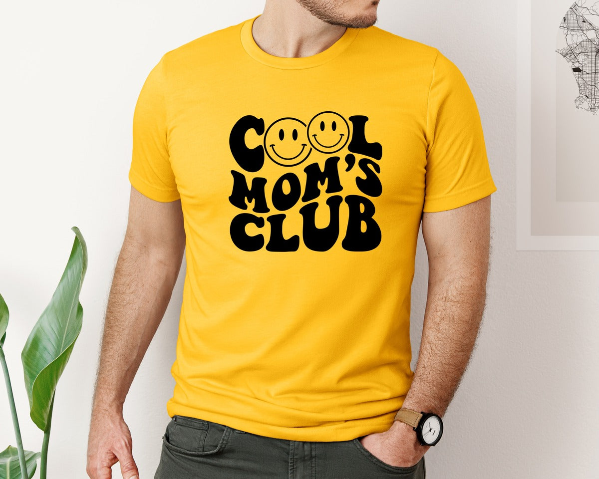 brand:Bella Canvas|color:Gold|Cool Moms Club Wavy 2 Graphic T-Shirt
