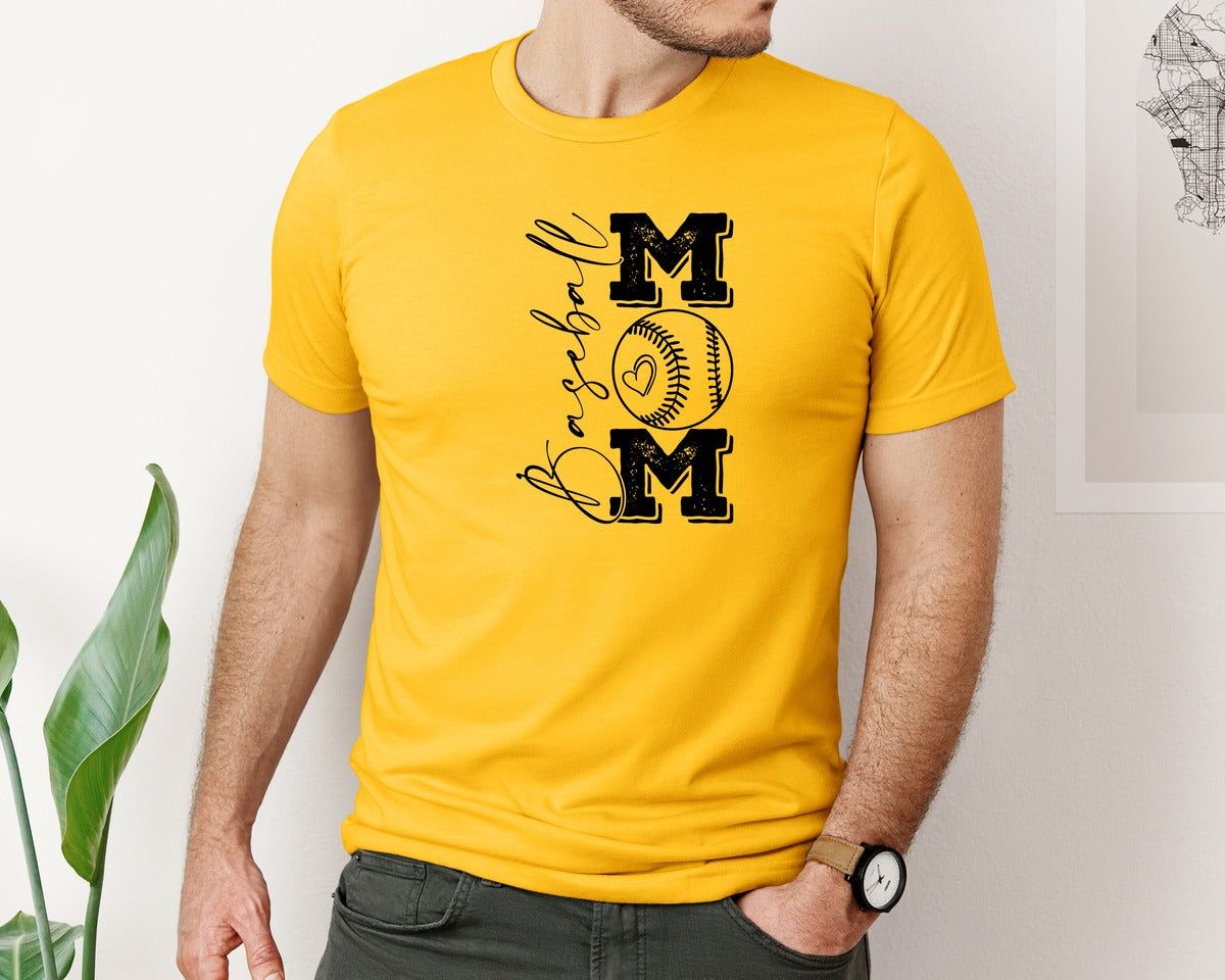 brand:Bella Canvas|color:Gold|Baseball Mama 16 Graphic T-Shirt