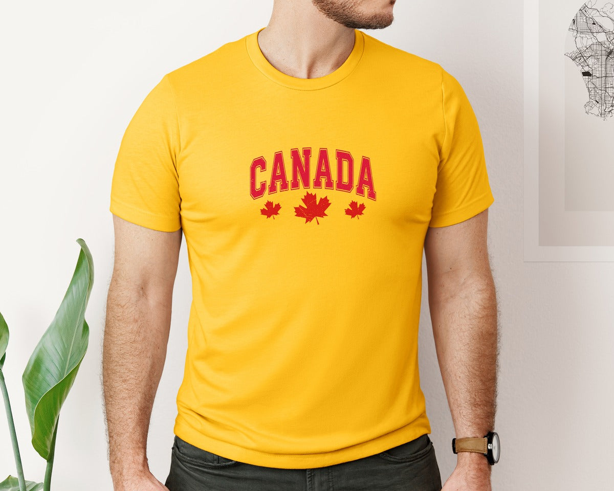 brand:Bella Canvas|color:Gold|Canada Maple Leaf Canada Graphic T-Shirt