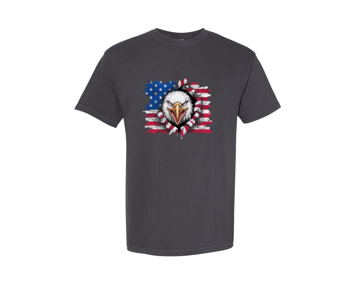 brand:Comfort Colors|color:Graphite|Eagle Soldiers American Eagle Graphic T-Shirt