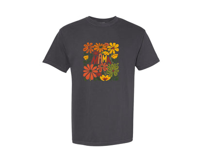 brand:Comfort Colors|color:Graphite|Retro Floral Mama Boho Mothers Day 3 Graphic T-Shirt